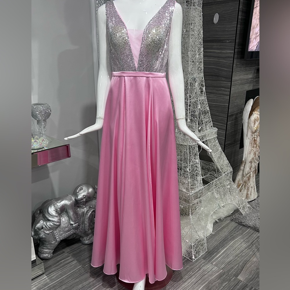 NWOT 👛 Pink Sequin Satin Evening Gown - Picture 15 of 16